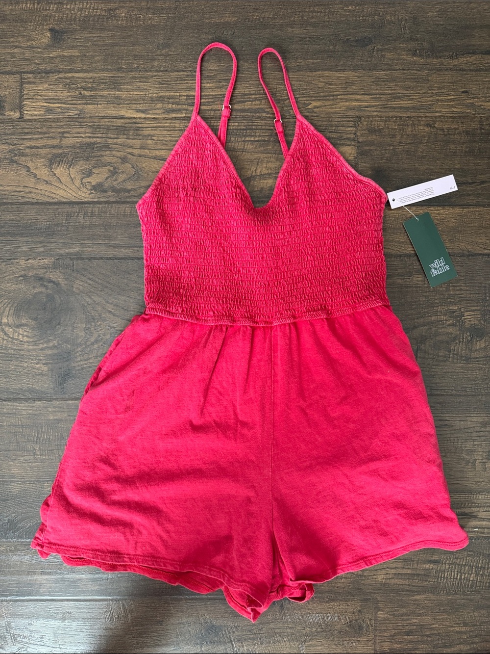 wild fable red Smocked Romper with Adjustable Straps